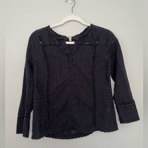Rebecca Taylor Women’s Size 4 Elegant Black Lace Detailed Blouse